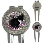 Freckles In Flowers Ii, Black White Tux Cat 3-in-1 Golf Divots Front