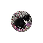 Freckles In Flowers Ii, Black White Tux Cat Golf Ball Marker Front