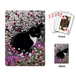 Freckles In Flowers Ii, Black White Tux Cat Playing Card Back