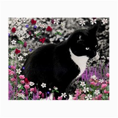 Freckles In Flowers Ii, Black White Tux Cat Small Glasses Cloth (2-side)