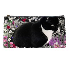 Freckles In Flowers Ii, Black White Tux Cat Pencil Cases by DianeClancy