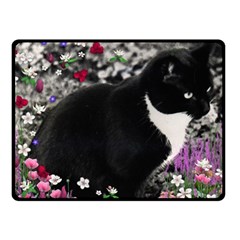 Freckles In Flowers Ii, Black White Tux Cat Fleece Blanket (small) by DianeClancy