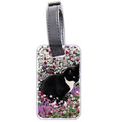 Freckles In Flowers Ii, Black White Tux Cat Luggage Tags (two Sides) by DianeClancy