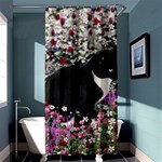 Freckles In Flowers Ii, Black White Tux Cat Shower Curtain 36  x 72  (Stall)  Curtain(36 X72 ) - 33.26 x66.24  Curtain(36 X72 )