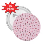 Cute Pink Birds And Flowers Pattern 2.25  Buttons (10 pack)  Front