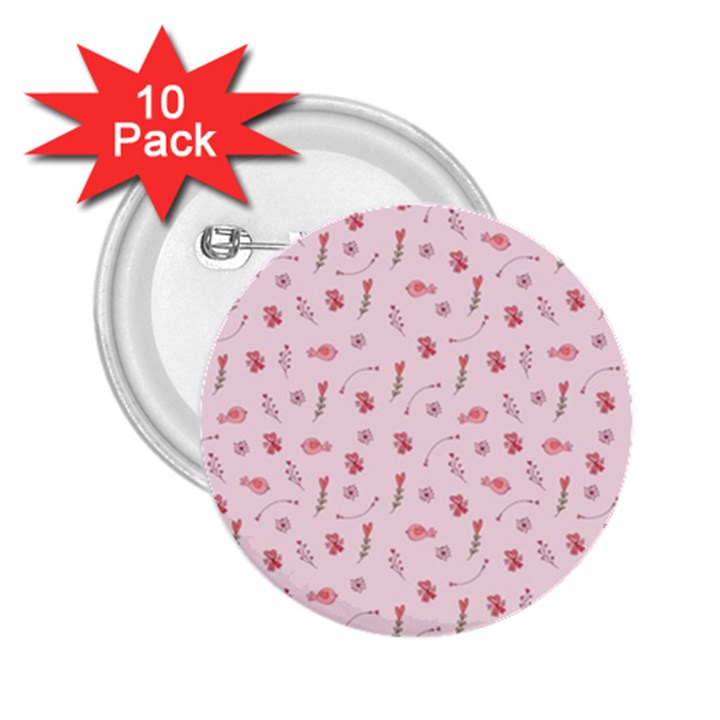 Cute Pink Birds And Flowers Pattern 2.25  Buttons (10 pack) 