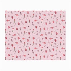 Cute Pink Birds And Flowers Pattern Small Glasses Cloth by TastefulDesigns