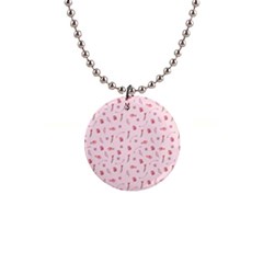 Cute Pink Birds And Flowers Pattern Button Necklaces by TastefulDesigns