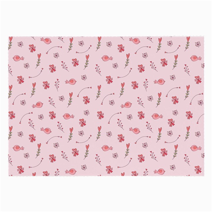 Cute Pink Birds And Flowers Pattern Large Glasses Cloth