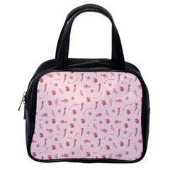 Cute Pink Birds And Flowers Pattern Classic Handbags (one Side) by TastefulDesigns