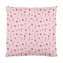 Cute Pink Birds And Flowers Pattern Standard Cushion Case (two Sides) by TastefulDesigns