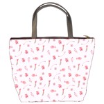 Cute Pink Birds And Flowers Pattern Bucket Bags Back