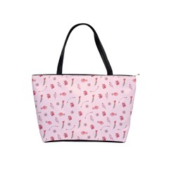 Cute Pink Birds And Flowers Pattern Shoulder Handbags