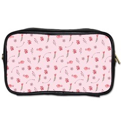 Cute Pink Birds And Flowers Pattern Toiletries Bags by TastefulDesigns