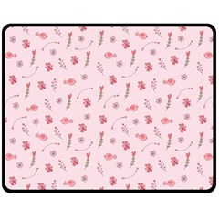 Cute Pink Birds And Flowers Pattern Fleece Blanket (medium)  by TastefulDesigns