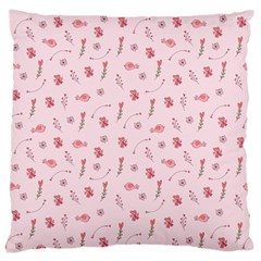 Cute Pink Birds And Flowers Pattern Large Cushion Case (one Side) by TastefulDesigns