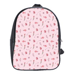 Cute Pink Birds And Flowers Pattern School Bags (xl)  by TastefulDesigns