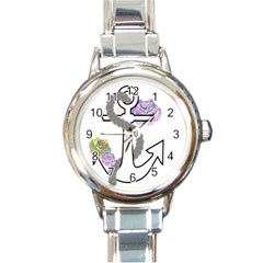 2 Combo Flowersa  Round Italian Charm Watch