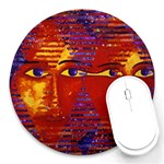 Conundrum Iii, Abstract Purple & Orange Goddess Round Mousepads Front