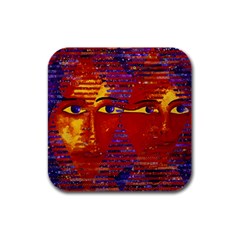 Conundrum Iii, Abstract Purple & Orange Goddess Rubber Square Coaster (4 Pack)  by DianeClancy