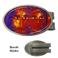 Conundrum Iii, Abstract Purple & Orange Goddess Money Clips (oval)  by DianeClancy