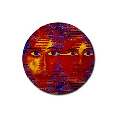 Conundrum Iii, Abstract Purple & Orange Goddess Rubber Coaster (round)  by DianeClancy