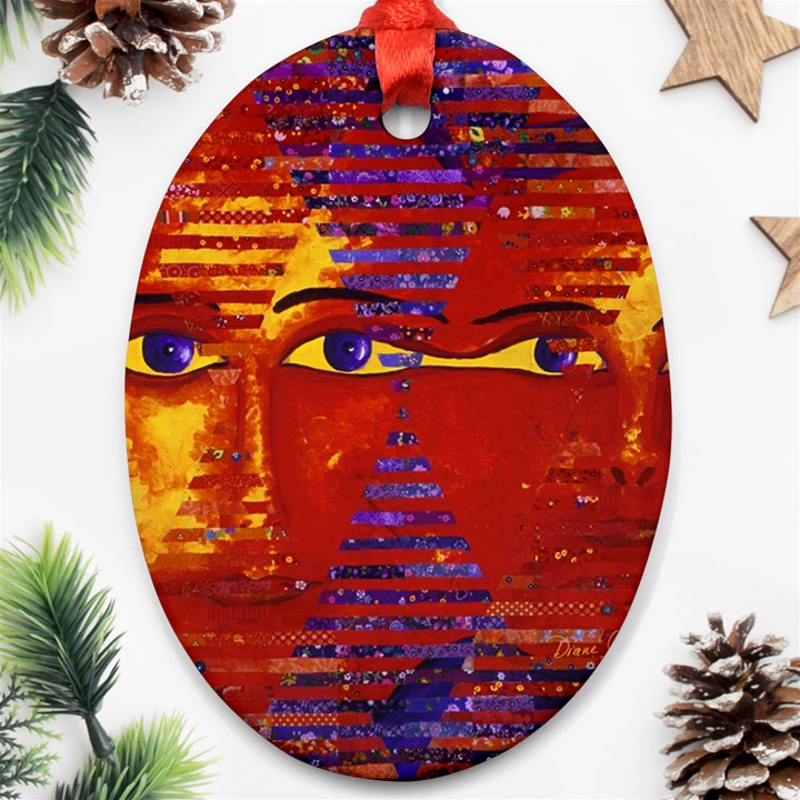 Conundrum Iii, Abstract Purple & Orange Goddess Oval Ornament (Two Sides)