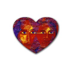 Conundrum Iii, Abstract Purple & Orange Goddess Rubber Coaster (heart)  by DianeClancy