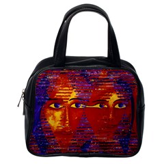 Conundrum Iii, Abstract Purple & Orange Goddess Classic Handbags (one Side) by DianeClancy