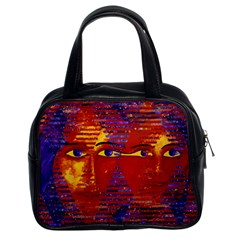 Conundrum Iii, Abstract Purple & Orange Goddess Classic Handbags (2 Sides) by DianeClancy