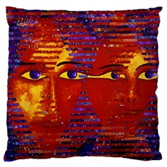 Conundrum Iii, Abstract Purple & Orange Goddess Large Flano Cushion Case (one Side) by DianeClancy