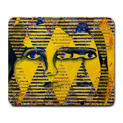 Conundrum Ii, Abstract Golden & Sapphire Goddess Large Mousepads by DianeClancy