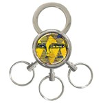 Conundrum II, Abstract Golden & Sapphire Goddess 3-Ring Key Chains Front