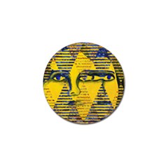 Conundrum Ii, Abstract Golden & Sapphire Goddess Golf Ball Marker by DianeClancy