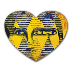 Conundrum Ii, Abstract Golden & Sapphire Goddess Heart Mousepads by DianeClancy