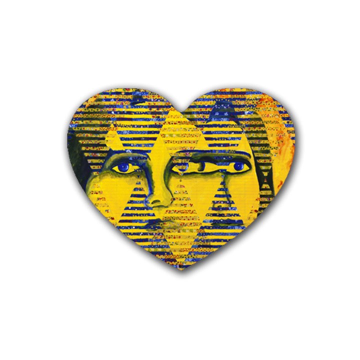 Conundrum II, Abstract Golden & Sapphire Goddess Rubber Coaster (Heart) 