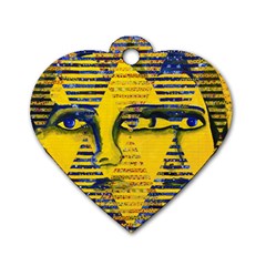 Conundrum Ii, Abstract Golden & Sapphire Goddess Dog Tag Heart (two Sides) by DianeClancy