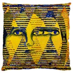 Conundrum II, Abstract Golden & Sapphire Goddess Large Cushion Case (One Side) Front