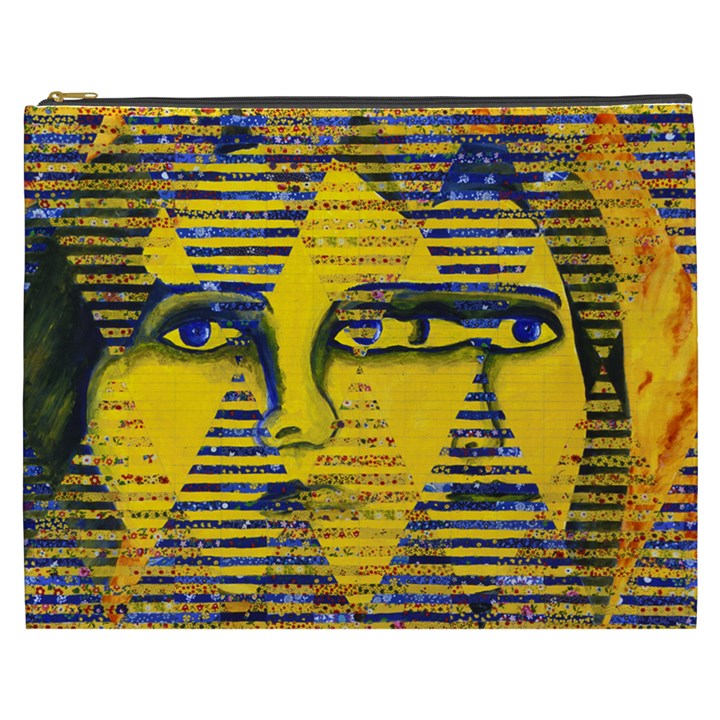 Conundrum II, Abstract Golden & Sapphire Goddess Cosmetic Bag (XXXL) 