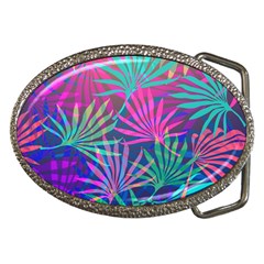 Colored Palm Leaves Background Belt Buckles