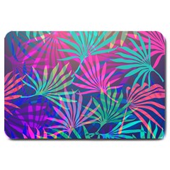 Colored Palm Leaves Background Large Doormat  by TastefulDesigns