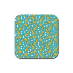 Summer Pineapples Fruit Pattern Rubber Square Coaster (4 Pack)  by TastefulDesigns