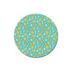 Summer Pineapples Fruit Pattern Magnet 3  (round) by TastefulDesigns