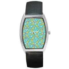 Summer Pineapples Fruit Pattern Barrel Style Metal Watch by TastefulDesigns