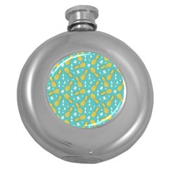 Summer Pineapples Fruit Pattern Round Hip Flask (5 Oz) by TastefulDesigns