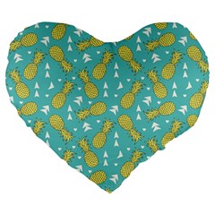 Summer Pineapples Fruit Pattern Large 19  Premium Heart Shape Cushions by TastefulDesigns