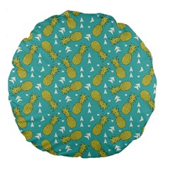 Summer Pineapples Fruit Pattern Large 18  Premium Flano Round Cushions by TastefulDesigns