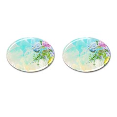 Watercolor Fresh Flowery Background Cufflinks (oval) by TastefulDesigns