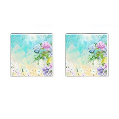 Watercolor Fresh Flowery Background Cufflinks (square) by TastefulDesigns