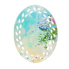 Watercolor Fresh Flowery Background Oval Filigree Ornament (2-side)  by TastefulDesigns